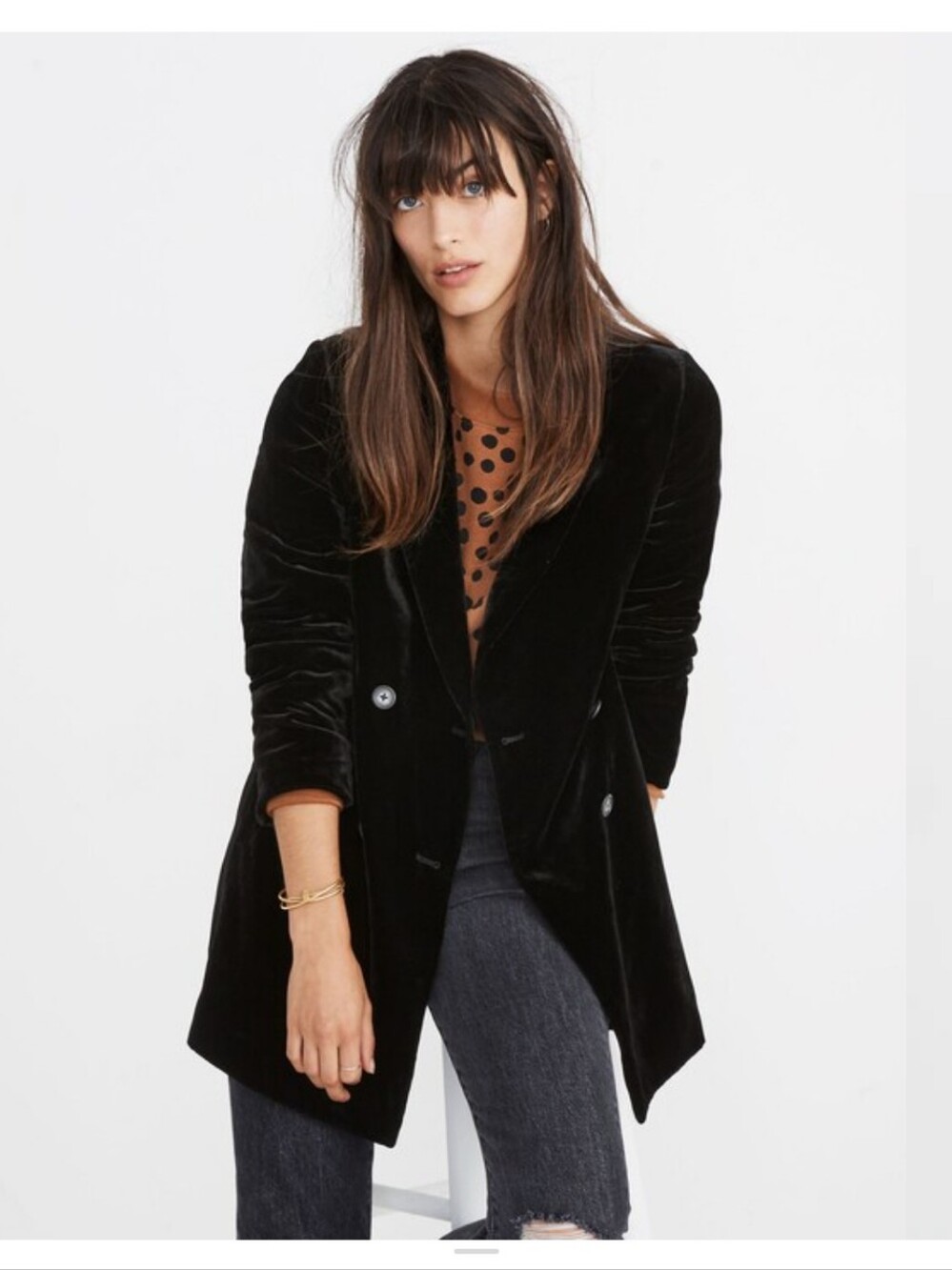 Madewell Velvet Caldwell Double Breasted Blazer Women's Size Large